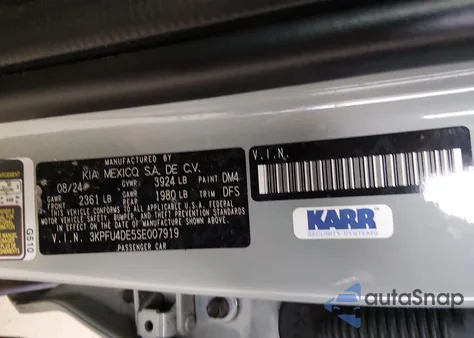 2025 Kia K4 Ex из США, поврежденный, VIN 3KPFU4DE5SE007919